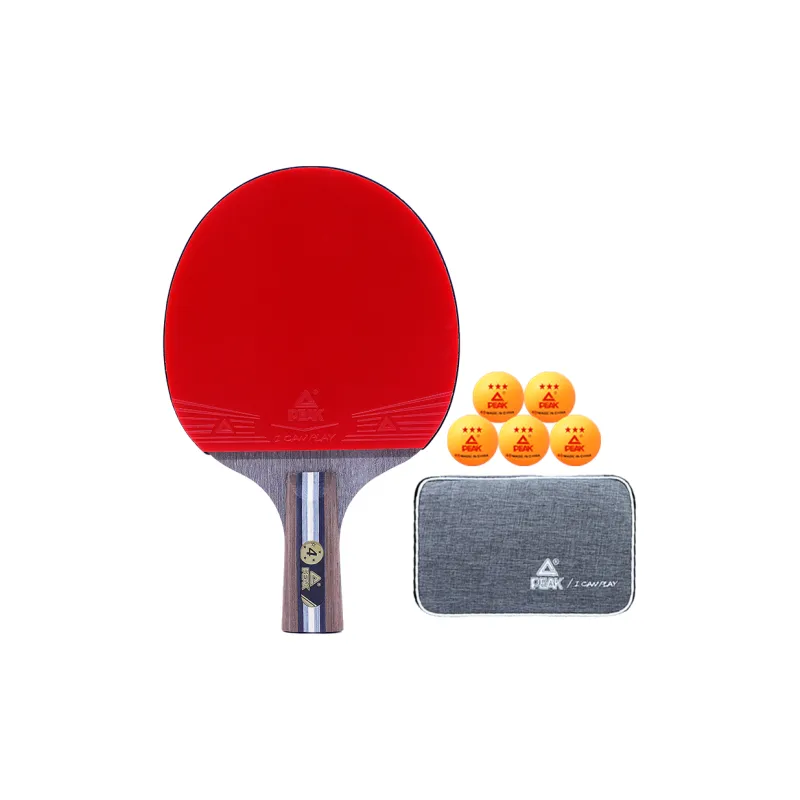 PEAK Ping Pong Paddles Unisex Double-Sided Inverted Rubber Solid Wood Blade Black Red Single Grip-0