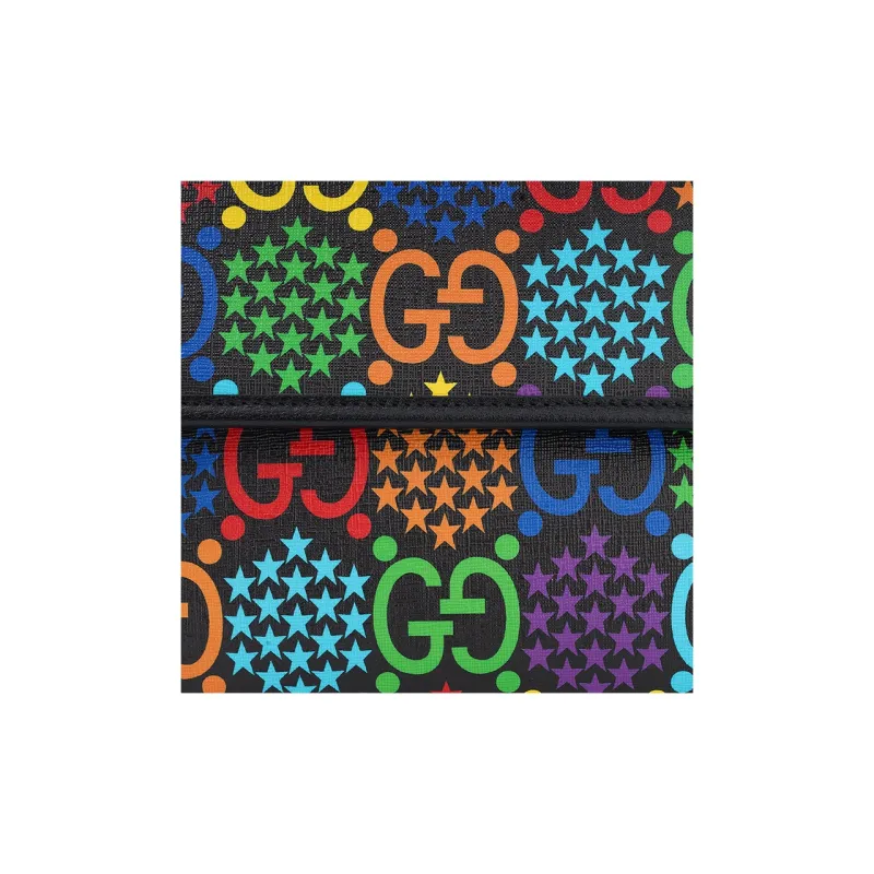 GUCCI Canvas With Leather Sling Bag Fanny Pack Unisex Black/Multicolor-5