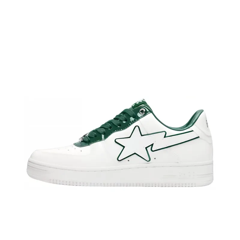 A BATHING APE STA Stylish Skateboarding Shoes Women's White Green-0