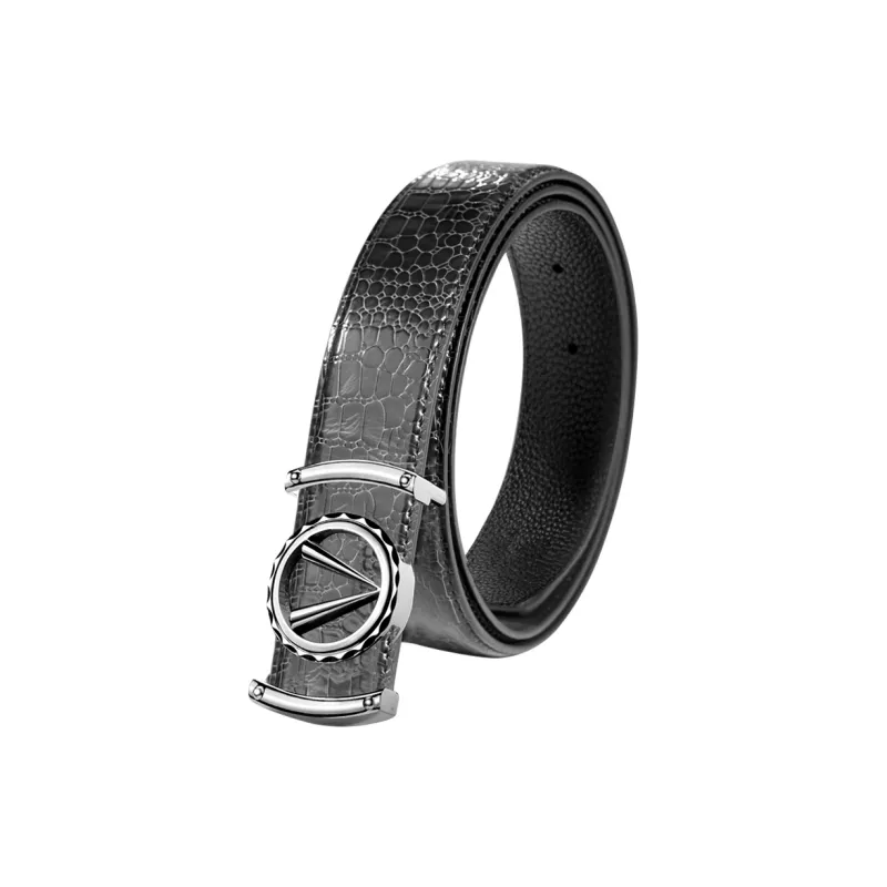 LUCKY LION Automatic Buckle Crocodile Pattern Belt Casual Cow Split Leather Belts Men's-6