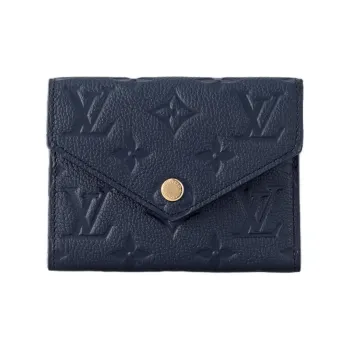 LOUIS VUITTON Victorine Soft Grained Cow Leather Victoria Wallet Women's Marine Blue
