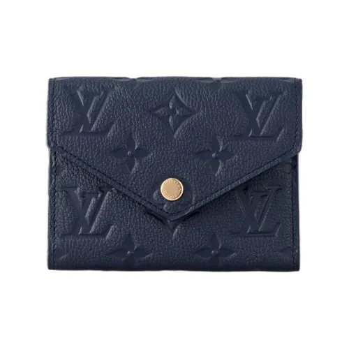 LOUIS VUITTON Victorine Soft Grained Cow Leather Victoria Wallet Women's Marine Blue