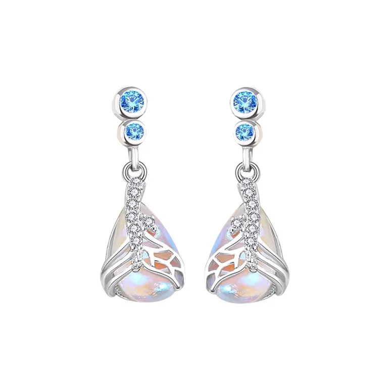Happy Tide Moonstone Stud Earrings Women's-0