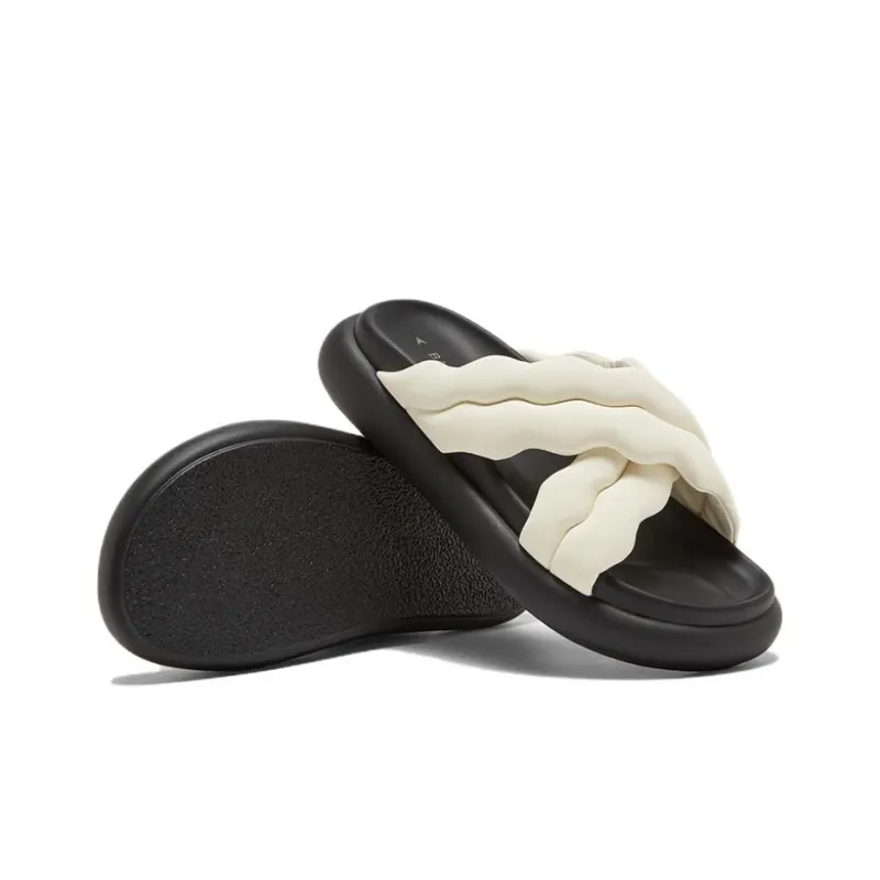 BASTO Slide Slippers Women's White/Black/Silver-4