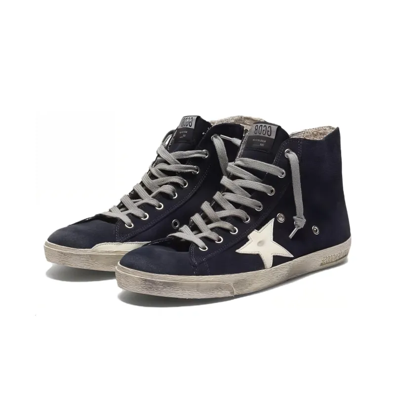 Golden Goose High Top Skateboard Shoes Men's Dark Blue-2