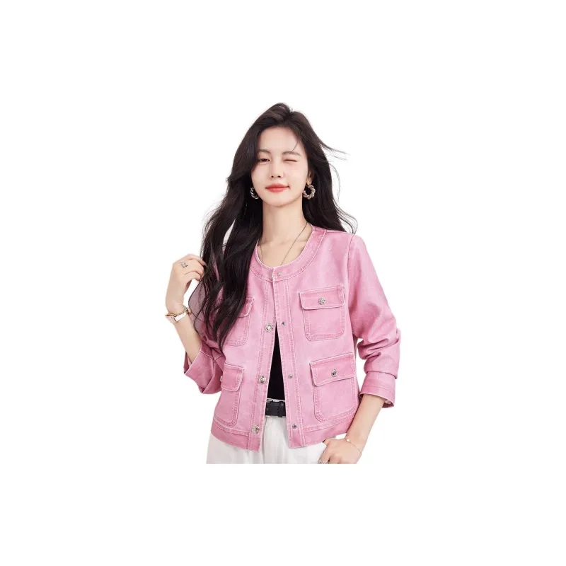 CARBAMMI Leather Jacket Women's Pink-2