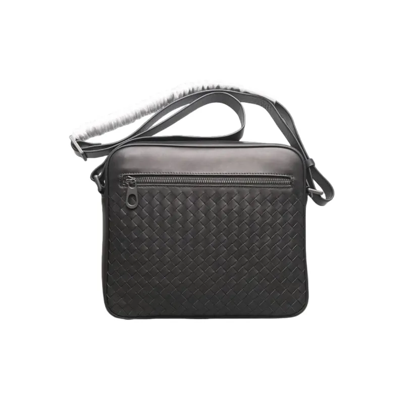 CMLZIUA Top Grain Cow Leather Shoulder Bag Unisex Black-2