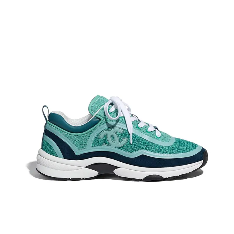 CHANEL Shock Absorbers Slip Resistant, Abrasion Resistant, Breathable Low Top Casual Shoes Women's Green Blue-1