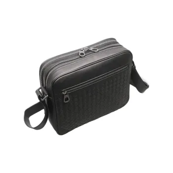 CMLZIUA Top Grain Cow Leather Shoulder Bag Unisex Black