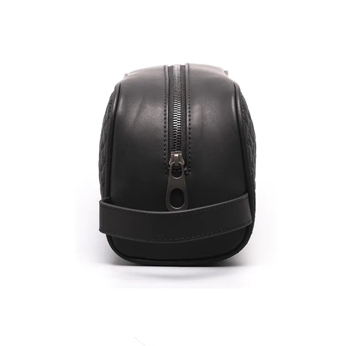 CMLZIUA Top Grain Cow Leather Clutch Unisex Black-3