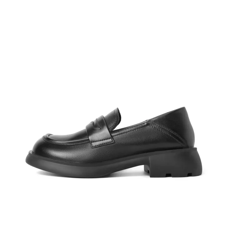 BELLE Loafers 3.5CM Women's Black Beige Brown-6