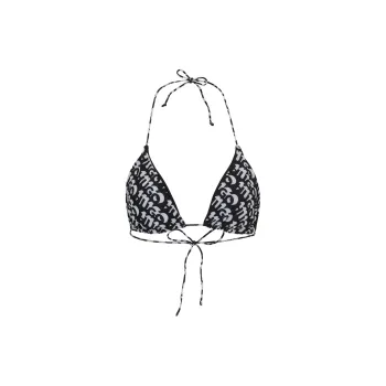HUGO BOSS Triangle Bikini Top With Repeat Logo Print Bra Women's Black