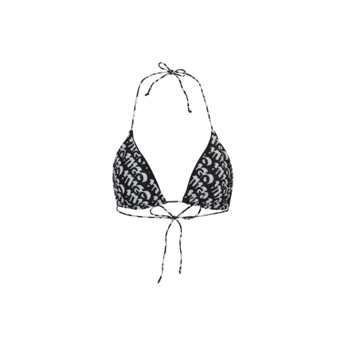 HUGO BOSS Triangle Bikini Top With Repeat Logo Print Bra Women's Black