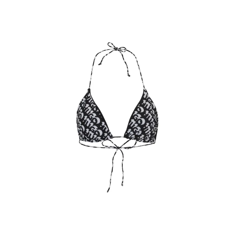HUGO BOSS Triangle Bikini Top With Repeat Logo Print Bra Women's Black-0