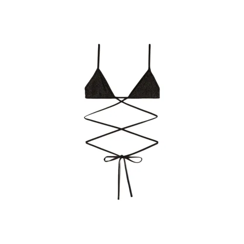 PALM ANGELS Lurex Criss-cross Bikini Top