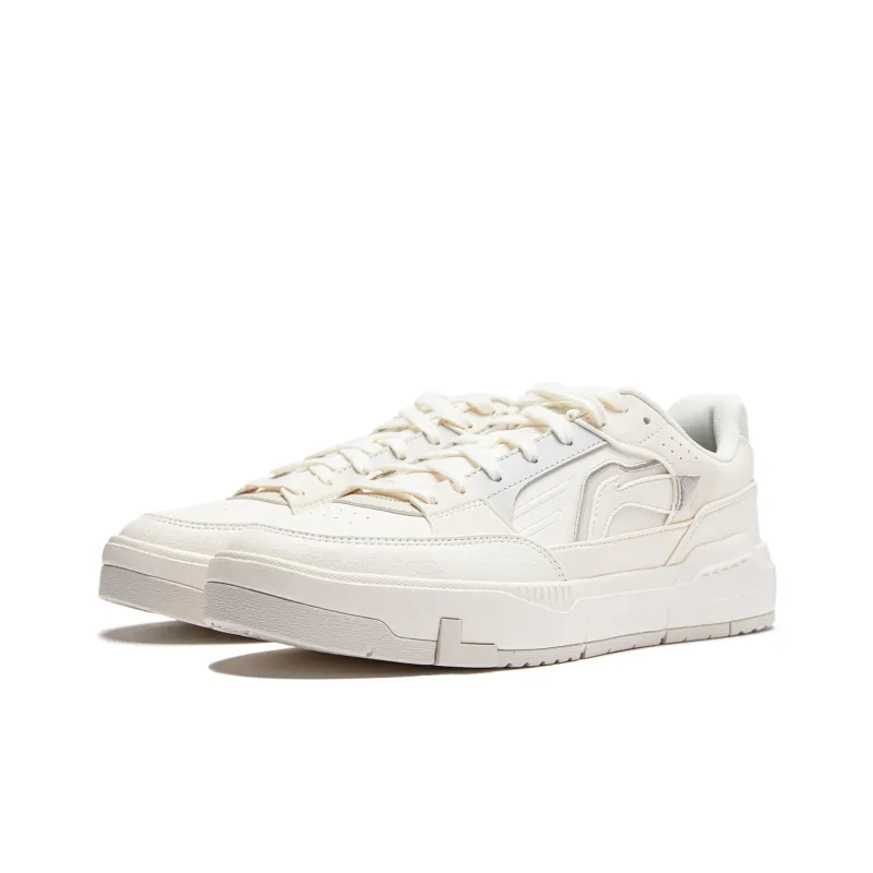 LiNing Common 80s Slip Resistant Cushioning Low Top Skateboard Shoes Men's Ivory-3
