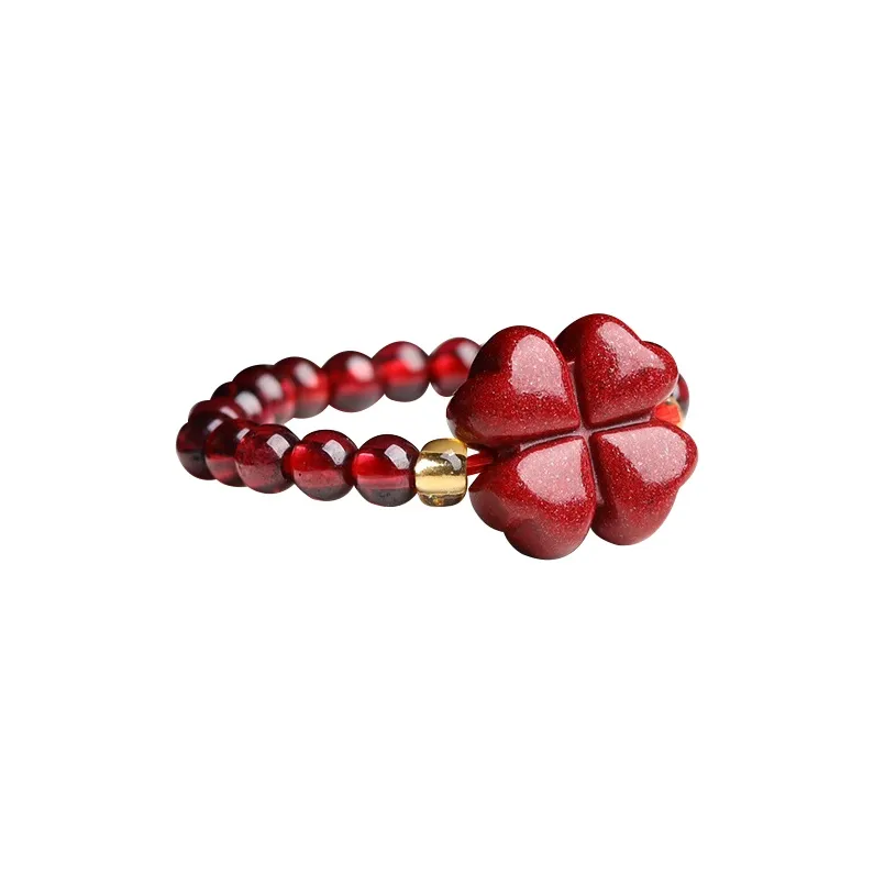 Wanshu Reconstructed Cinnabar Jade Rings Women's-5