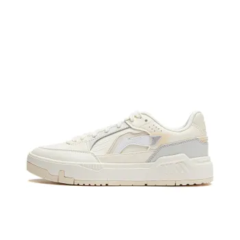 LiNing Common 80s Anti Slip Wear Resistant Low Top Skateboard Shoes Women's White Gray