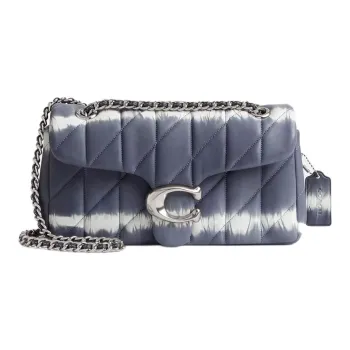 COACH Tabby Nappa Leather Shoulder Bag Crossbody Bag Medium Size Women's Silver & Midnight Navy Multicolor