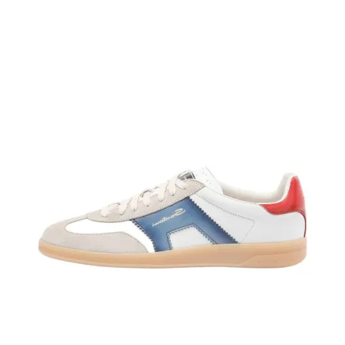 Santoni Skateboard Shoes Men Low-Top White/Red Blue