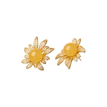 Linguanying Amber Beeswax Stud Earrings Women's