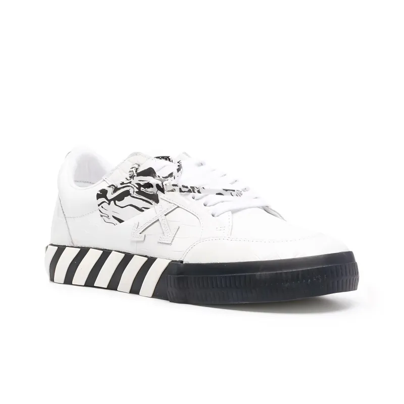 OFF WHITE Vulc Low Croco Leather White Black-2