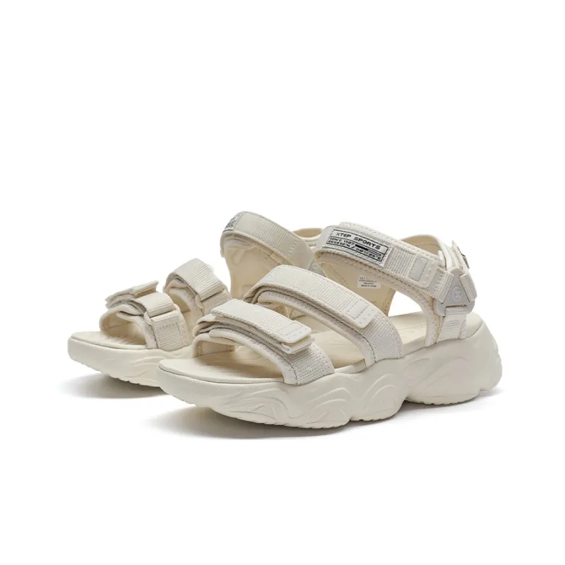 XTEP Beach Sandals Women's Milk Tea White-4