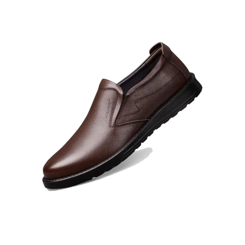 AOKANG Slip-on Leather Shoes Men's Casual Shoes Men's Black Brown-4