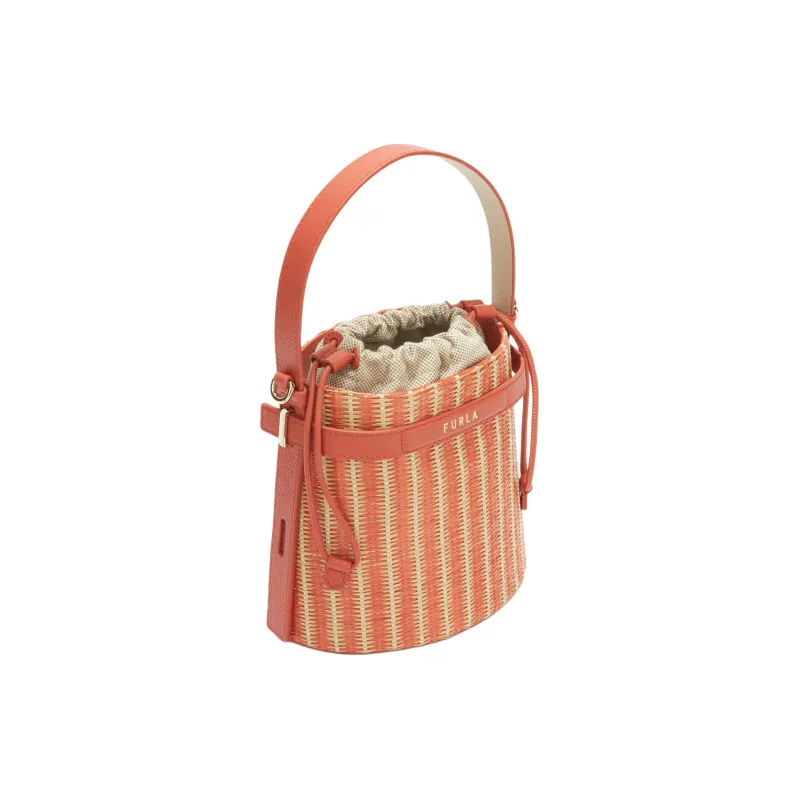 Furla Raffia Bucket Bags Shoulder Bag Crossbody Bag Handbag Mini Women's Pink-1