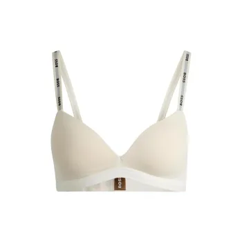 HUGO BOSS Stretch-Jersey Triangle Bra With Logo Straps Bra Women's White