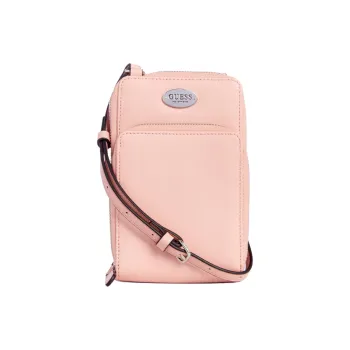 GUESS Saffiano Artificial Leather Mobile Phone Crossbody Bag Mini Women's Pink