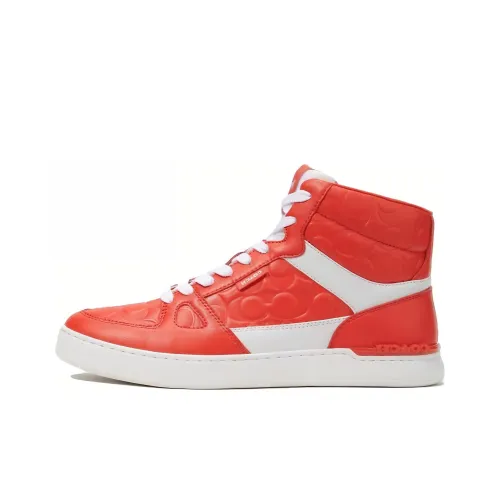 COACH Clip Skateboard Shoes Men High-Top Orange