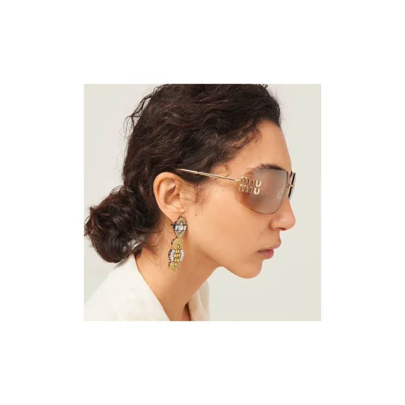MIU MIU Logo plaque Wraparound frame Sunglasses-7
