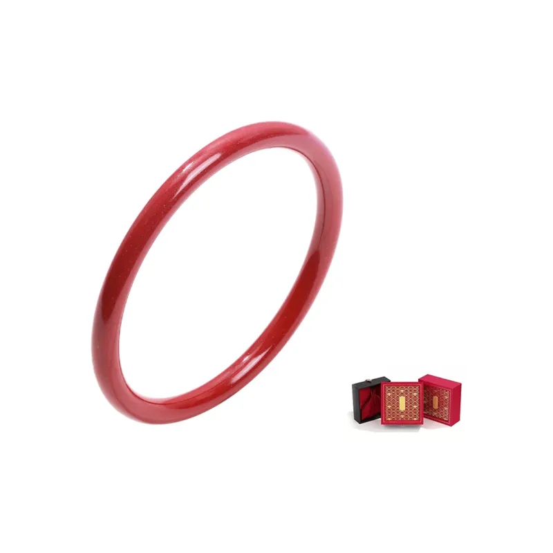 ZHOUBAIFU Reconstructed Cinnabar Jade Bangles Women's-5