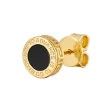 Gold Black Agate Stud Earrings, Single