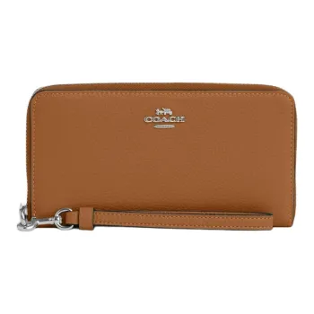 COACH Zip Around Leather Clutch Coin Purse Wallet Small Size Women's Light Brown