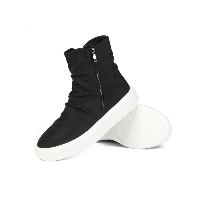 Thai Points Durable Breathable High Top Skateboard Shoes Men's Black-3
