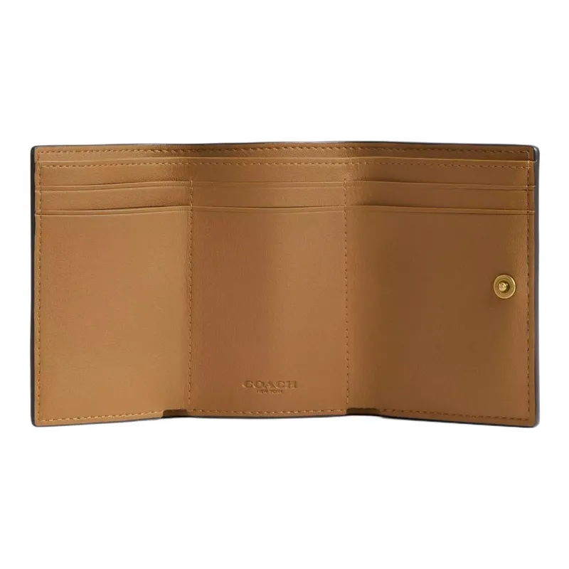 COACH Trifold Wallet Polished Pebble Leather Wallet Mini Women's Brass-2