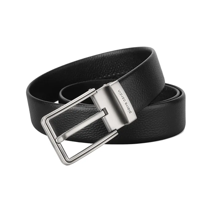 PIERRE CARDIN Top Grain Cow Leather Belts Men's Black 3.8cm-1