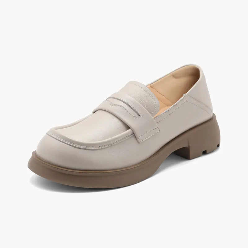 BELLE Loafers 3.5CM Women's Black Beige Brown-17
