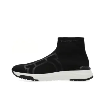 FERRAGAMO GANCINI Cushioned Anti Slip And Wear Resistant Lightweight High Top Sports Casual Shoes Men's Black