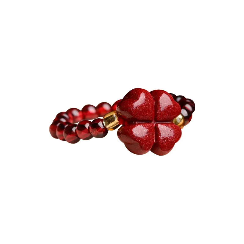Wanshu Reconstructed Cinnabar Jade Rings Women's-7