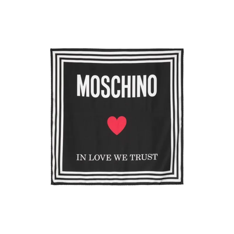 MOSCHINO In Love We Trust Logo-print Silk Scarf-0