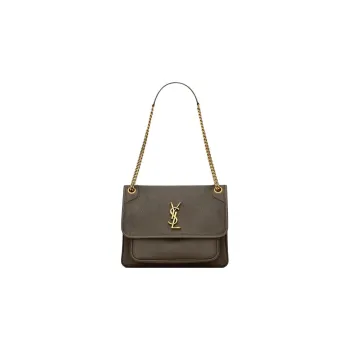 SAINT LAURENT Lambskin Crossbody Bag Medium Size Women's Light Musk