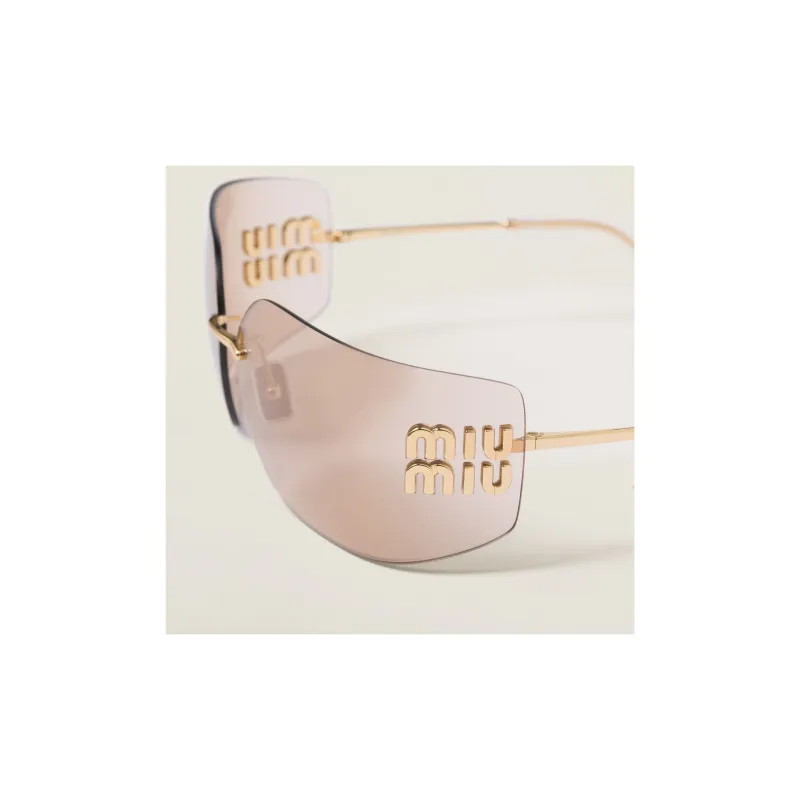 MIU MIU Logo plaque Wraparound frame Sunglasses-4