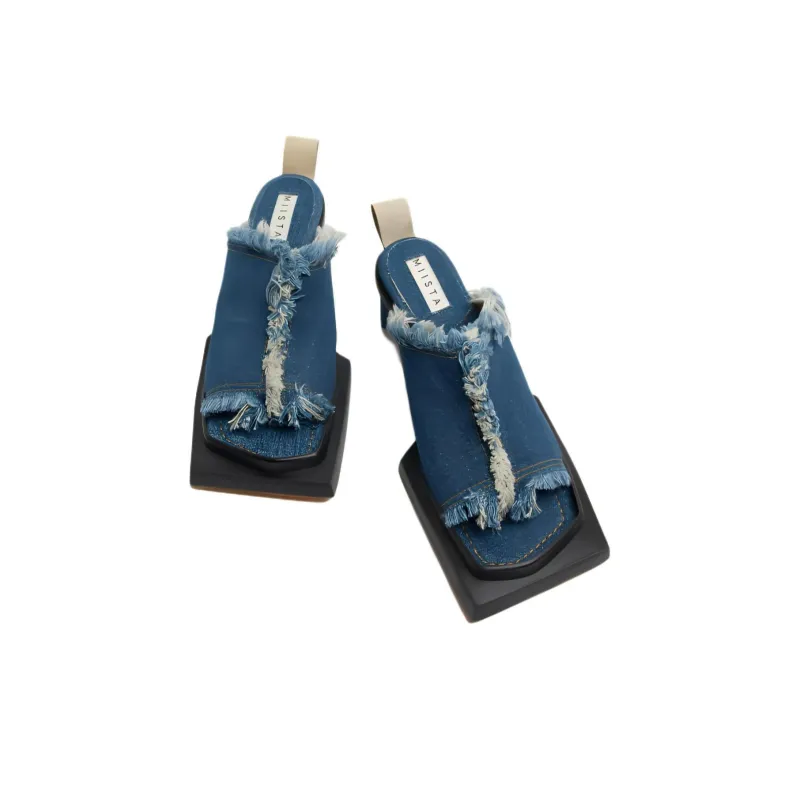 MIISTA Slide Slippers 6cm Women's Blue-2