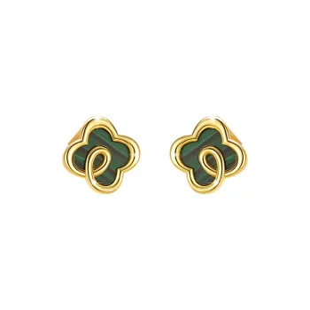 Asia Star Malachite Jade Stud Earrings Women's