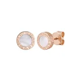Rose Gold White Mother of Pearl Stud Earrings, 1 Pair