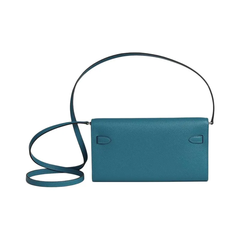 HERMES Kelly Epsom Calfskin Crossbody Bag Shoulder Bag Women's D2 NEW BLEU JEAN Denim Blue-1
