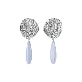 Full moon disc panelled with blue agate drop earrings